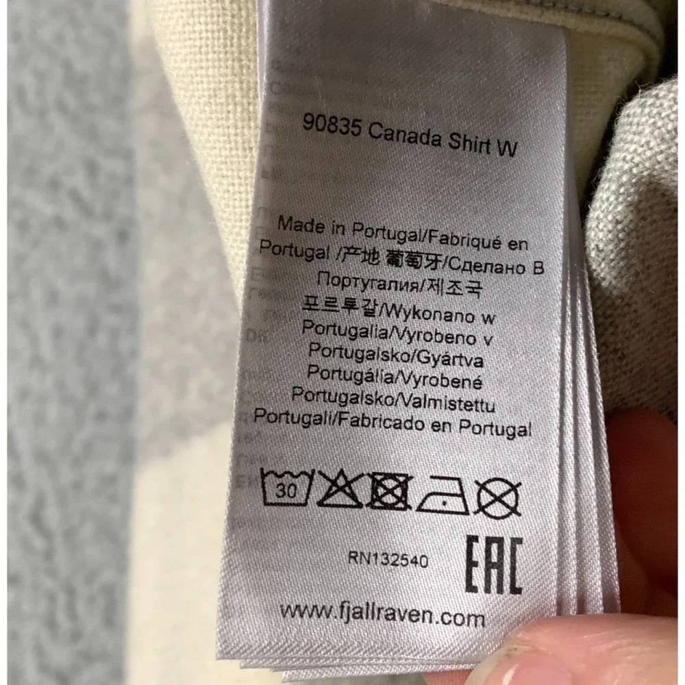 Fjallraven Canada Shirt Womens Large Fog/Chalk White Check Flannel Wool Trekking